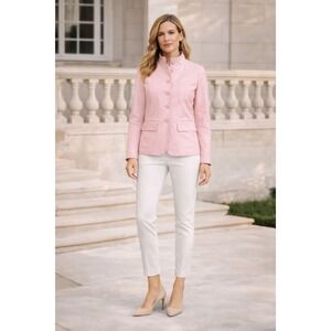 CHADWICKS Pink Jacket 100% LEATHER Women's 8 Peplum Button Front Fitted Chic